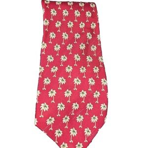 Tommy Bahama Red Tropical Silk Necktie Palm Trees Off Island Vintage Flaw
